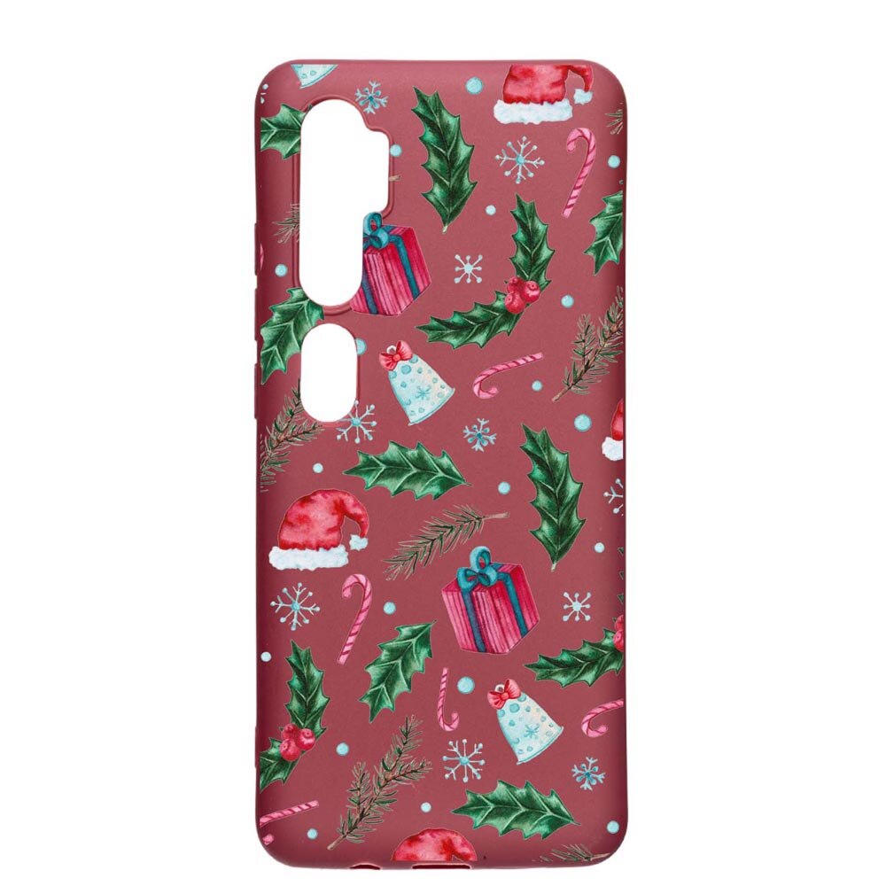 Husa Xiaomi Mi Note 10, Xmas, rezistenta la uzura, anti-alunecare, din silicon Premium, Pomegranate, PG314