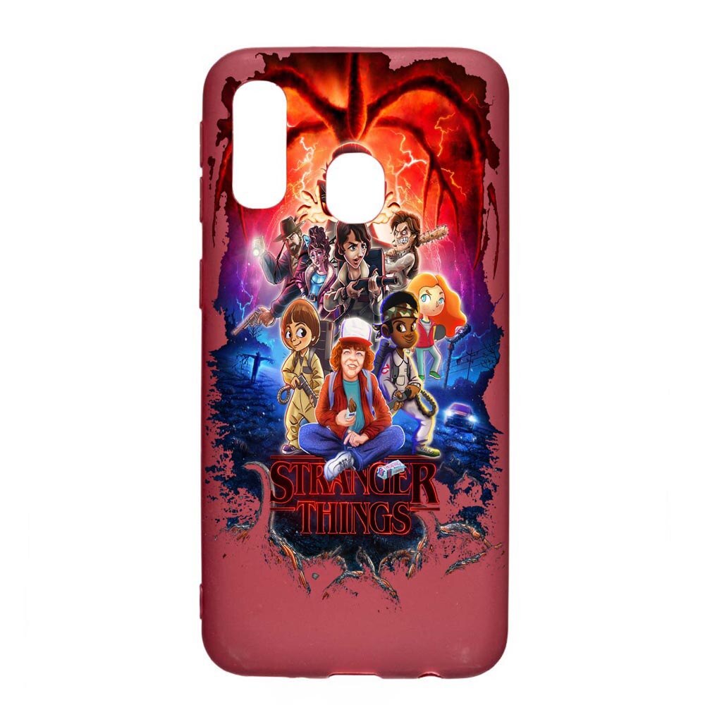 Husa Samsung Galaxy A20e, Stranger Things, rezistenta la uzura, anti-alunecare, din silicon Premium, Pomegranate, PG377