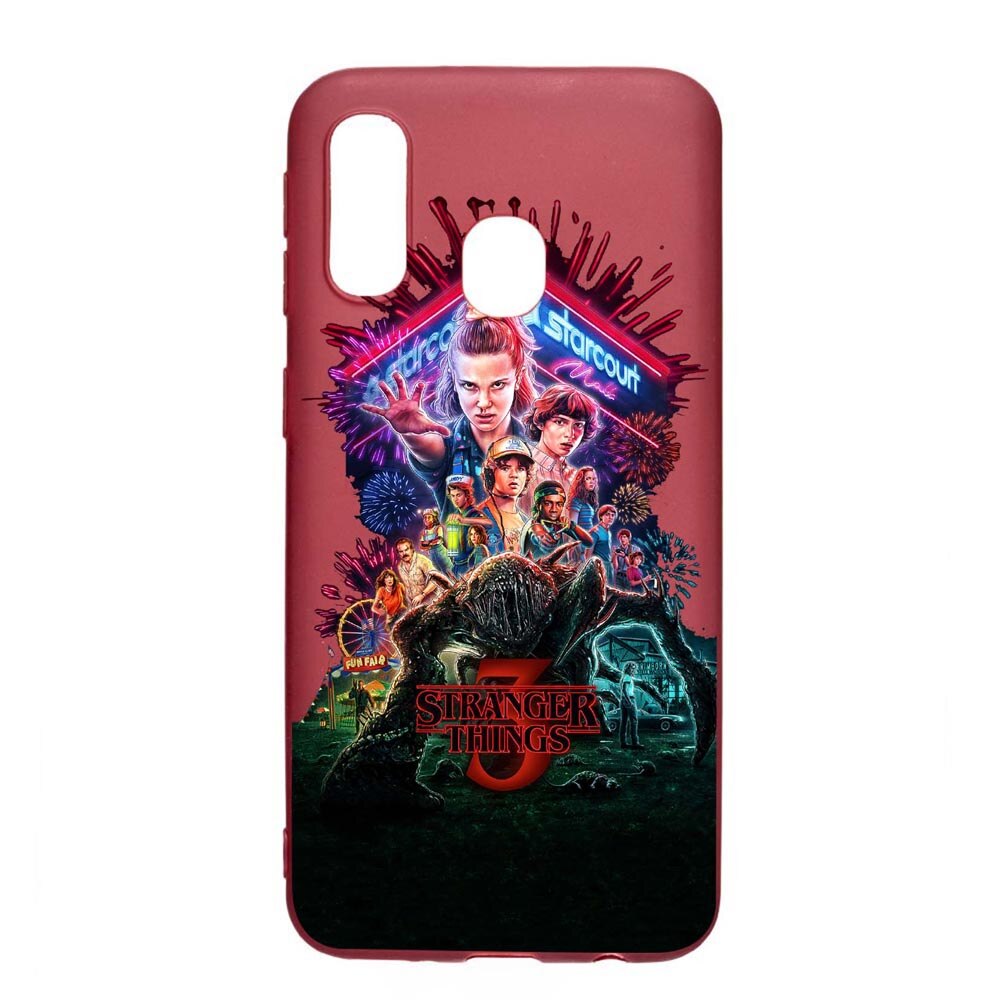 Husa Samsung Galaxy A20e, Stranger Things, rezistenta la uzura, anti-alunecare, din silicon Premium, Pomegranate, PG372