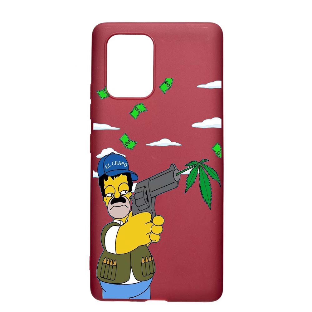 Husa Apple iPhone 11 Pro Max, Narcos Simpsons, rezistenta la uzura, anti-alunecare, din silicon Premium, Pomegranate, PG441