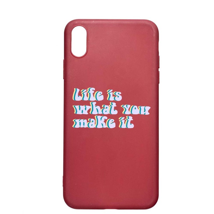 Szilikon védőtok Apple iPhone XS Max, Life is, Pomegranate, PG491