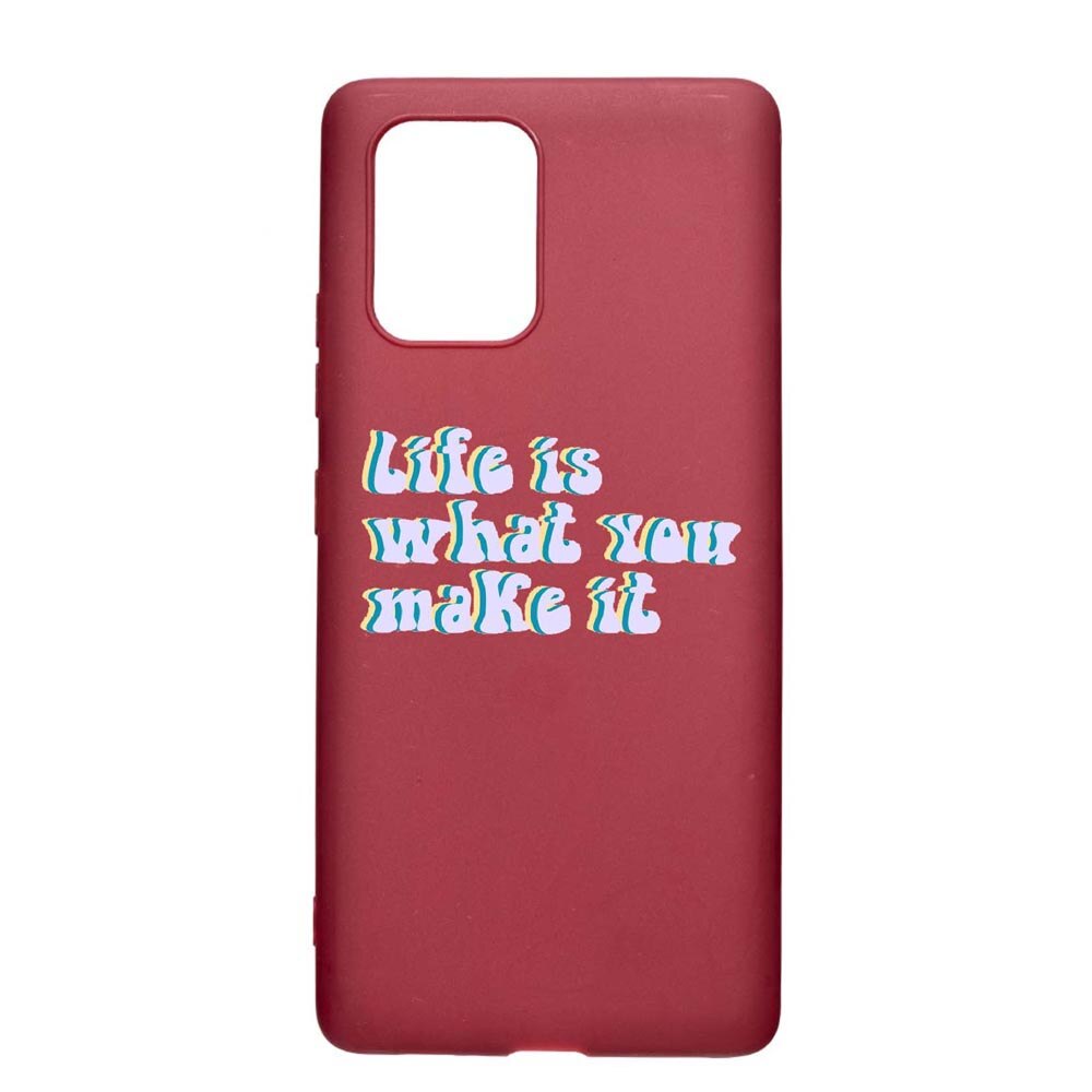 Husa Apple iPhone 11, Life is, rezistenta la uzura, anti-alunecare, din silicon Premium, Pomegranate, PG491