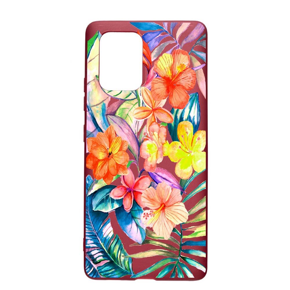 Husa Apple iPhone 11 Pro Max, Tropical Flower, rezistenta la uzura, anti-alunecare, din silicon Premium, Pomegranate, PG498