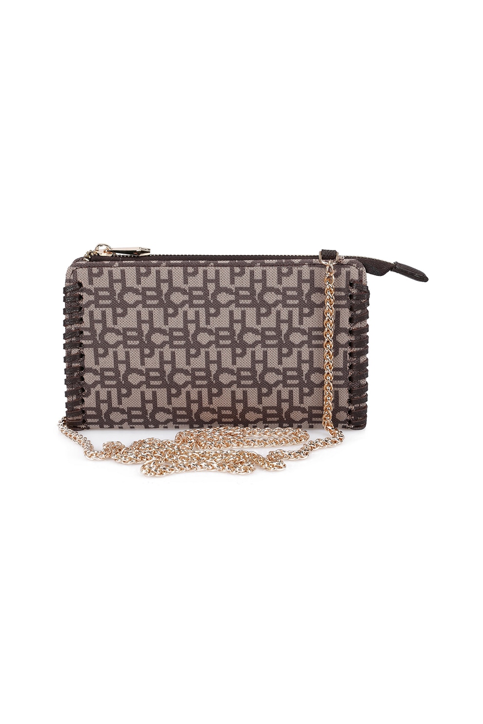 Beverly Hills Polo Club, Portofel cu model monograma, Maro inchis/Maro taupe deschis