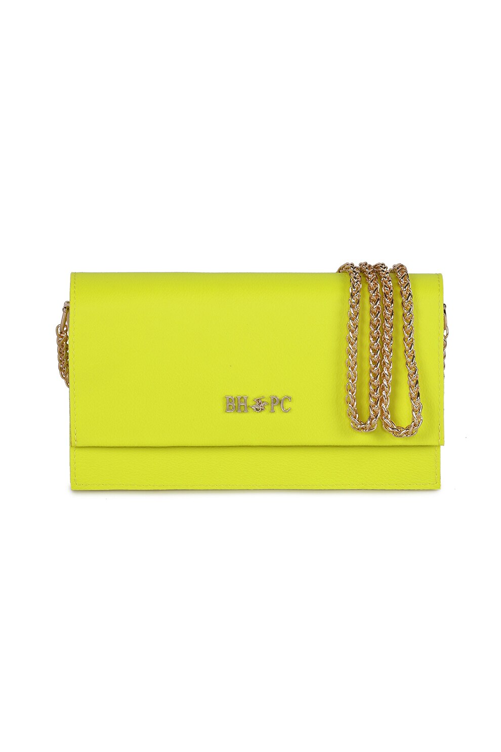 Beverly Hills Polo Club, Geanta de piele ecologica cu bareta, Galben neon