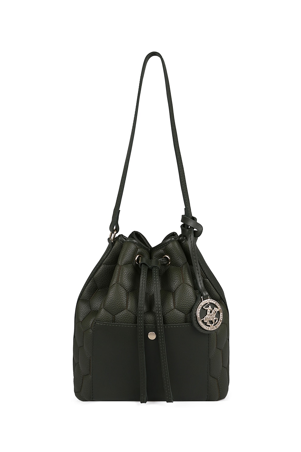 Beverly Hills Polo Club, Geanta bucket de piele ecologica cu aspect matlasat