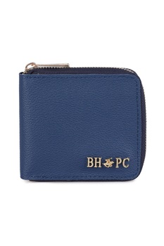 Beverly Hills Polo Club, Portofel de piele ecologica cu detaliu logo, Albastru inchis Beverly Hills Polo Club, Portofel de piele ecologica cu detaliu logo, Albastru inchis