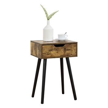 Noptiera Ostersund, en.casa, 60 x 40 x 29,5 cm, PAL/PVC, efect lemn nuanta inchisa, cu 1 sertar Noptiera Ostersund, en.casa, 60 x 40 x 29,5 cm, PAL/PVC, efect lemn nuanta inchisa, cu 1 sertar