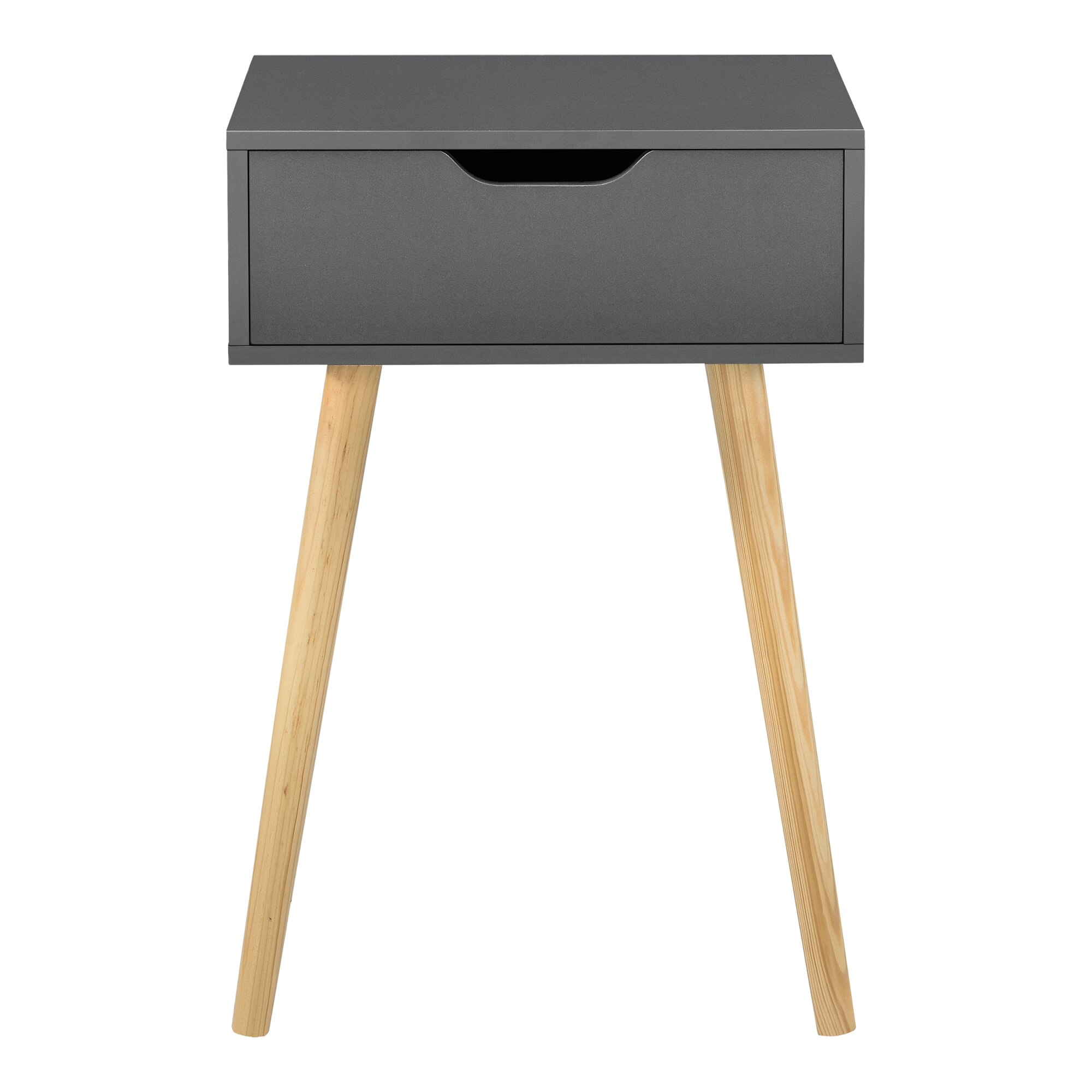 Noptiera Ostersund, en.casa, 60 x 40 x 29,5 cm, PAL/PVC, gri inchis, cu 1 sertar