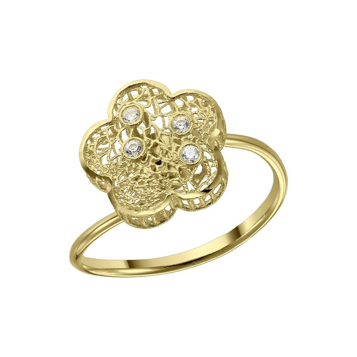 Inel model floare aur galben 14K