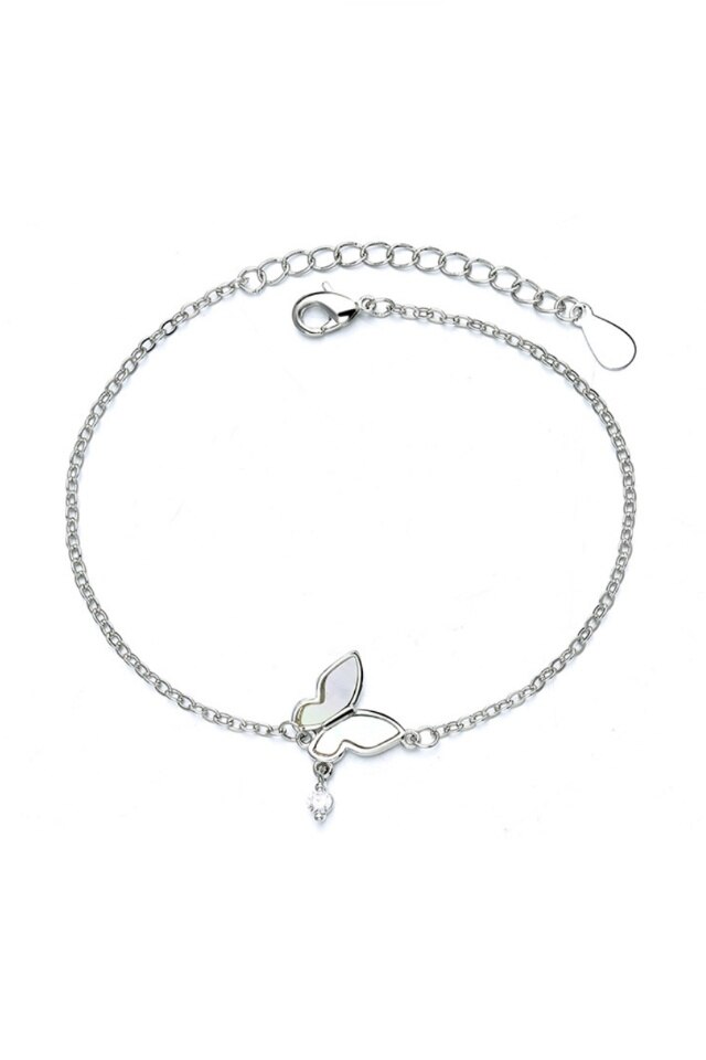 Bratara din argint 925 Saphire Butterfly cu pandantiv in forma de fluture, lungime ajustabila, perfecta cadou, aniversare, sarbatori