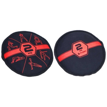 Disc cu nisip, Pure2Improve, Neopren, 2 kg, Negru/Rosu Disc cu nisip, Pure2Improve, Neopren, 2 kg, Negru/Rosu