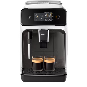 Espressor automat Philips EP1223/00 Seria 1200, 1500W, 15 bar, sistem clasic de spumare, 2 bauturi, afisaj tactil, optiune 2 cesti, 12 setari macinare, rasnita ceramica, Alb Espressor automat Philips EP1223/00 Seria 1200, 1500W, 15 bar, sistem clasic de spumare, 2 bauturi, afisaj tactil, optiune 2 cesti, 12 setari macinare, rasnita ceramica, Alb