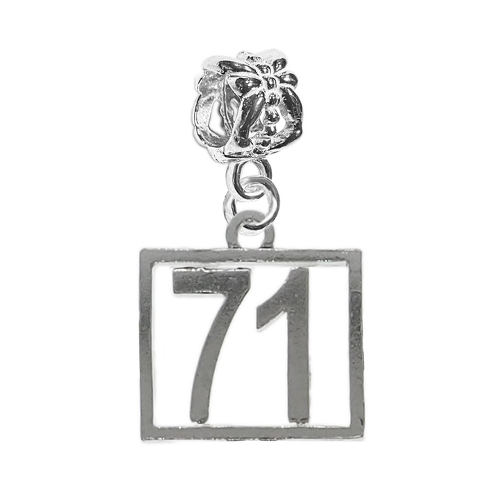 Сребърен талисман Номер 71 късметлийски числа числа за рожден ден Dras Silver