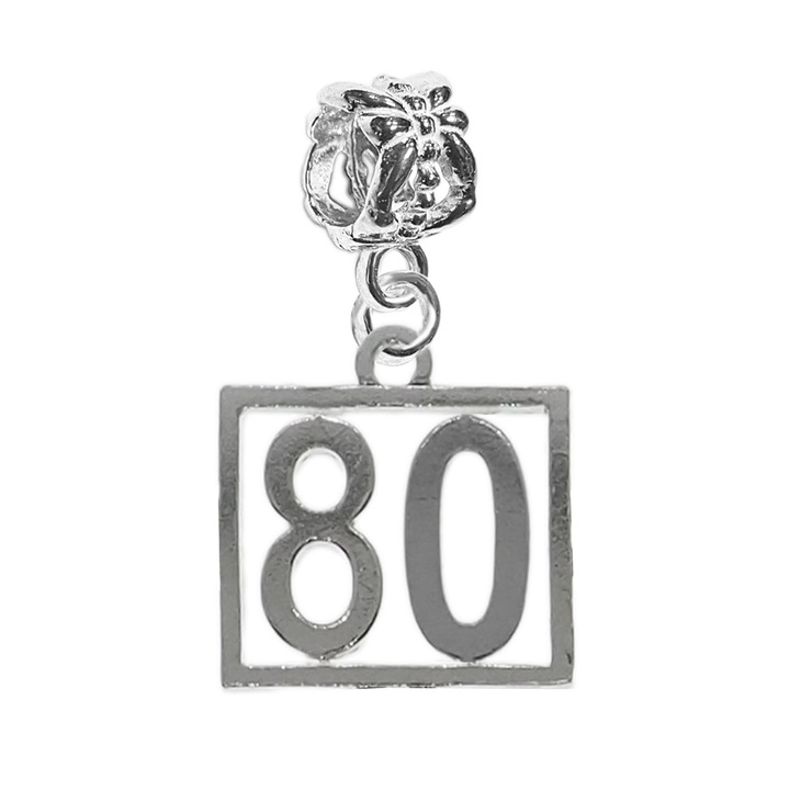 Charm argint Cifra 80 numar norocos cifre aniversare Dras Argintiu