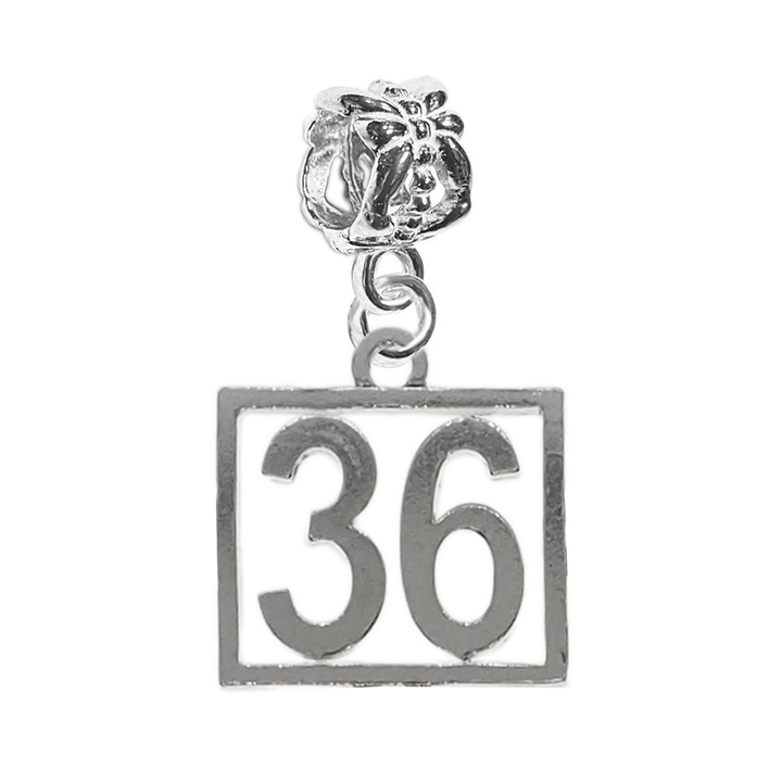 Charm argint Cifra 36 numar norocos cifre aniversare Dras Argintiu