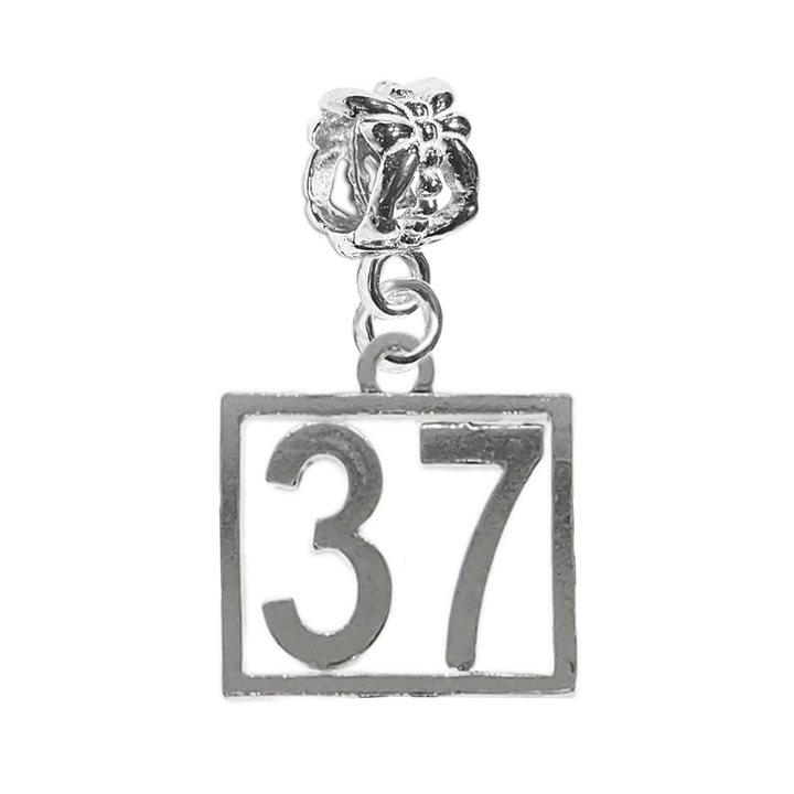 Charm argint Cifra 37 numar norocos cifre aniversare Dras Argintiu