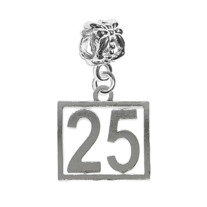 Charm argint Cifra 25 numar norocos cifre aniversare Dras Argintiu