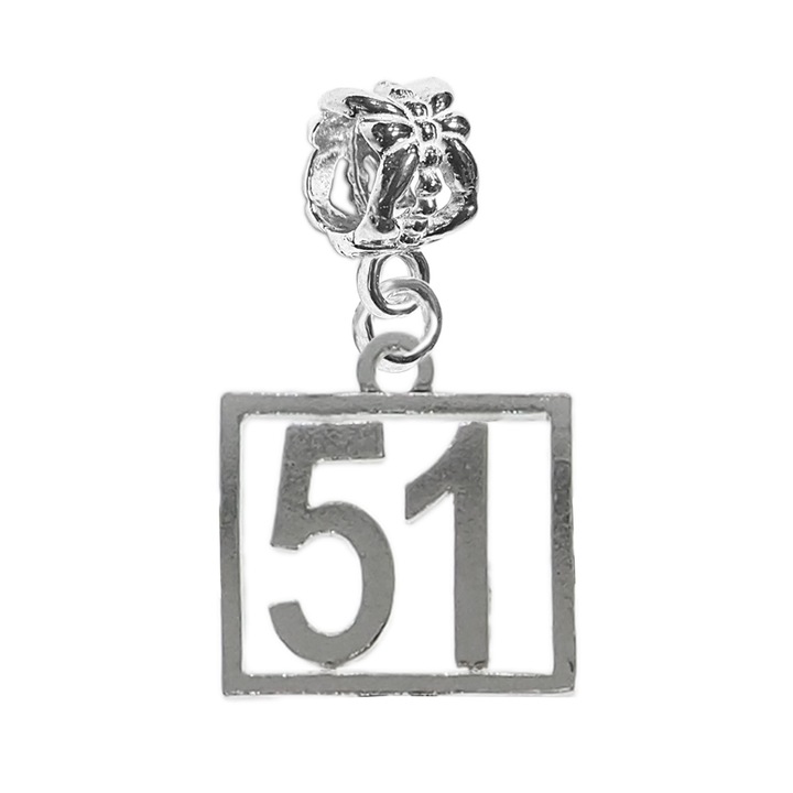 Charm argint Cifra 51 numar norocos cifre aniversare Dras Argintiu