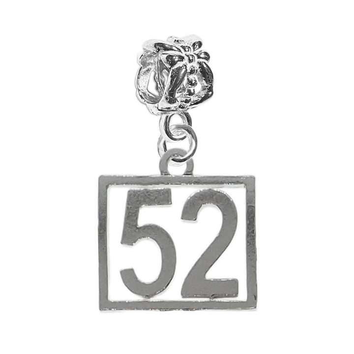 Ezüst bűbáj Szám 52 szerencseszám születésnapi számok Dras Silver