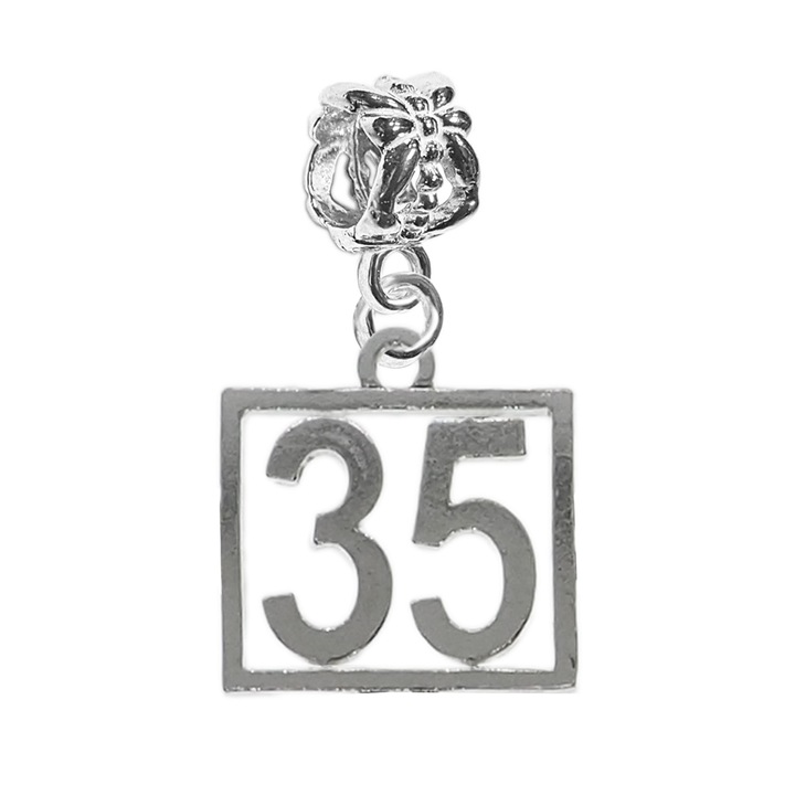 Ezüst bűbáj 35-ös szerencseszám születésnapi számok Dras Silver