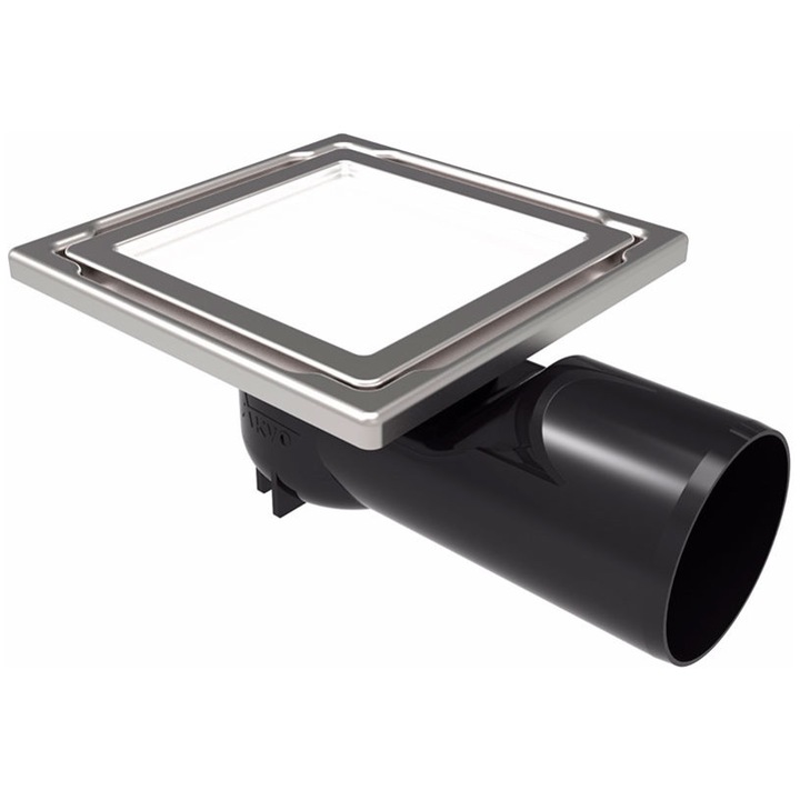 Sifon pardoseala Mark.B7 AKVO DS-11-CD-5, cu sticla, alb, iesire laterala Ø50 mm, 110 x 110 mm