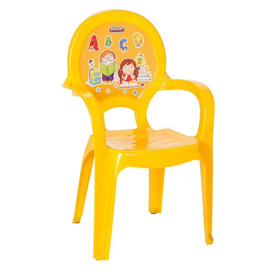Scaunel cu spatar pentru copii,ABC,galben