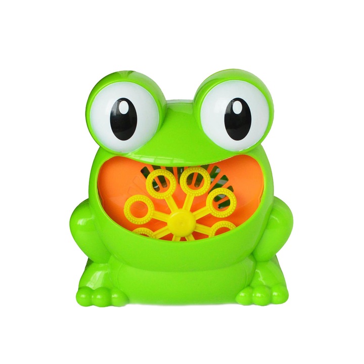 Bubble Frog játék buborék készítéshez, béka modell, tartály oldattal 118 ml, interaktív és szórakoztató, 13 x 12 cm, zöld, Doty