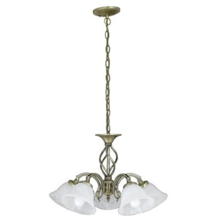 Полилей Rabalux Beckworth, 5x40W Е14,Античен месинг/Бял