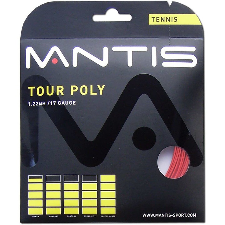 Тенис кордаж Mantis Tour Poly 1.22мм/17/черен