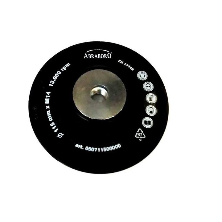 Disc de cauciuc pentru șlefuire 115 mm cu filet M14, pentru flex Abraboro