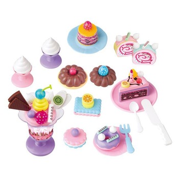 Set accesorii de jucarie multicolore de prajituri si inghetata,18 buc Set accesorii de jucarie multicolore de prajituri si inghetata,18 buc