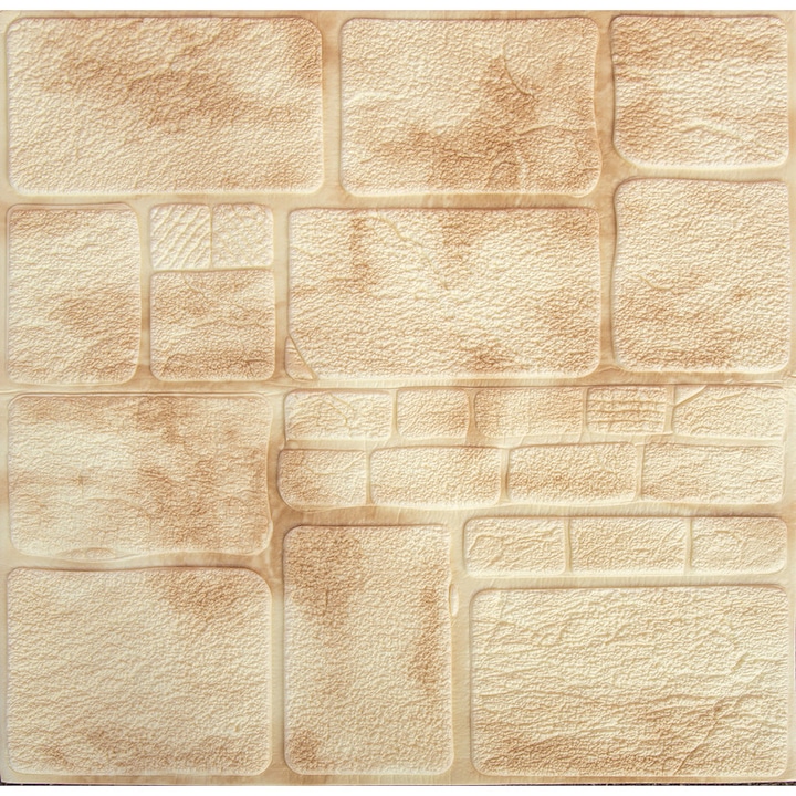 Selling Depot ® 3D Öntapadó Tapéta, modern kivitelben, vízálló, könnyen tisztítható, 70x70cm, dombornyomott kő, sárga / krém