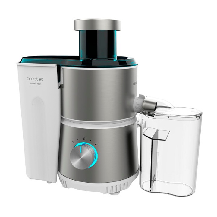 Сокоизстисквачка за плодове CECOTEC 4154, Juice & Fresh 400 Titan, 400W, 2 скорости, 1л контейнер за пулпа, Неръждаема стомана, Бял