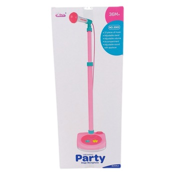 Microfon de jucarie karaoke, cu amplificator voce, roz Microfon de jucarie karaoke, cu amplificator voce, roz