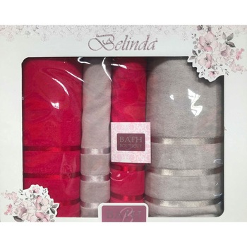 Set 4 prosoape Belinda cu doua fete, roze+gri Set 4 prosoape Belinda cu doua fete, roze+gri