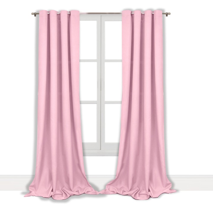 Завеса Len1, Розов, 145x250 см