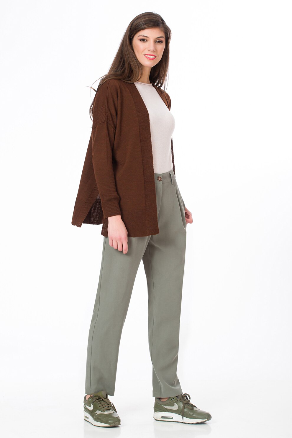 Sense, Cardigan cu slituri laterale Linda, Maro inchis