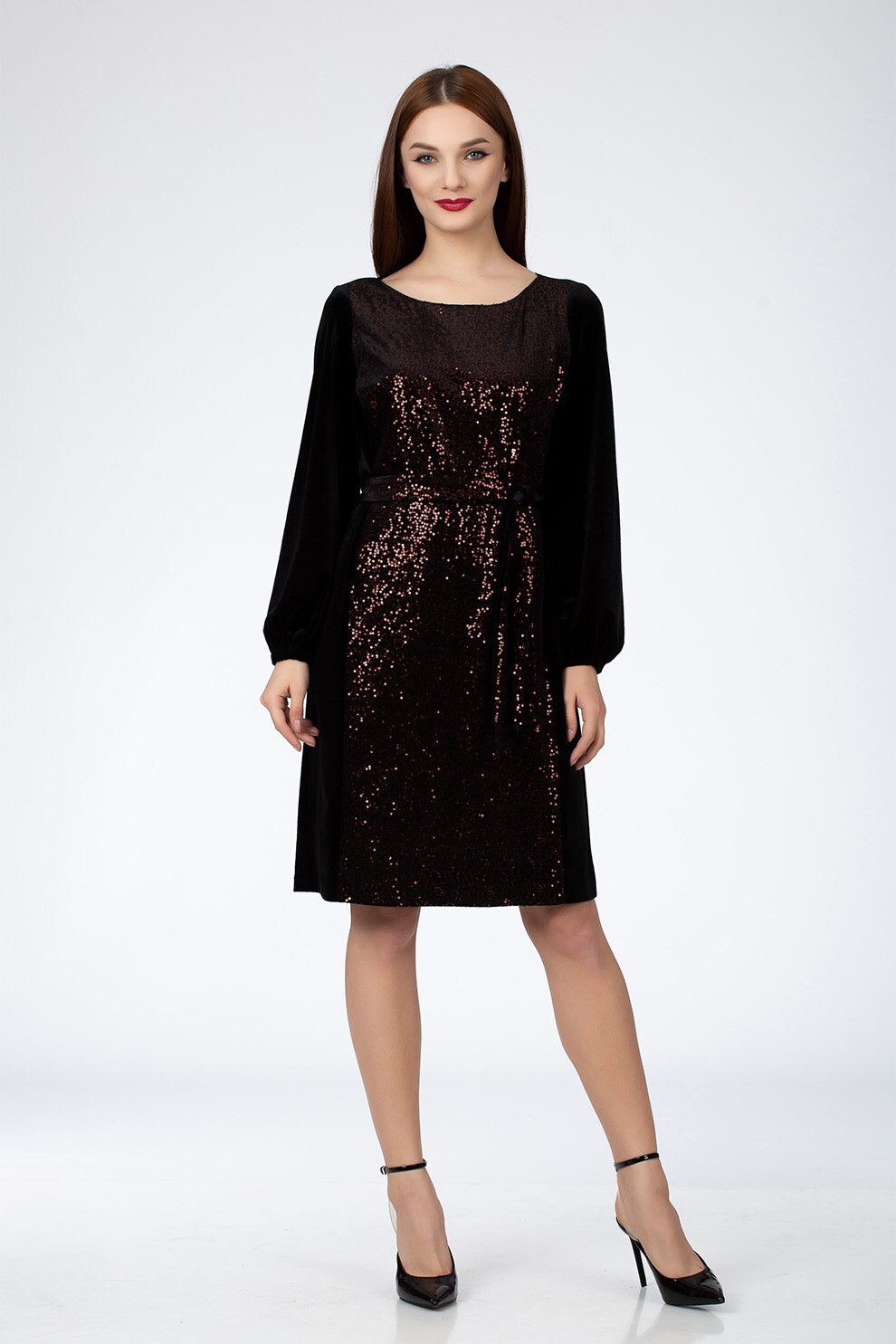 Sense, Rochie midi cu paiete, Negru