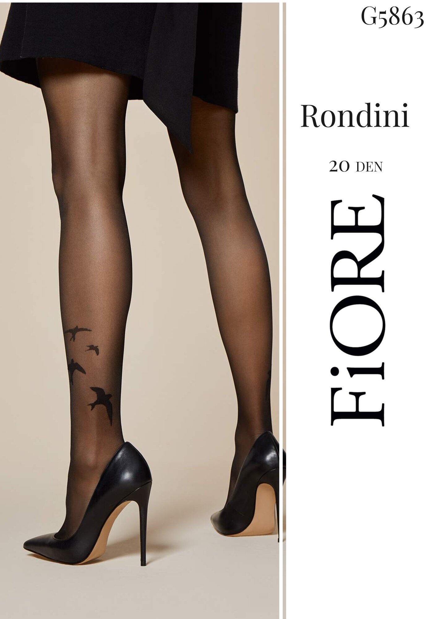 Ciorap FIORE Rondini 20 Den, Negru