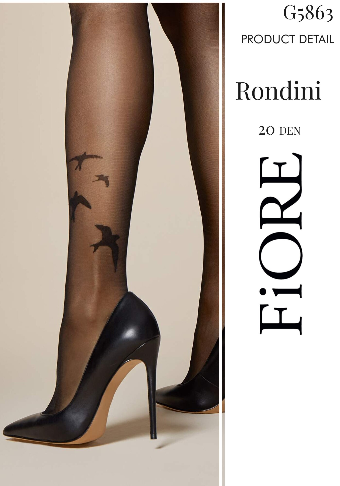 Ciorap FIORE Rondini 20 Den Black 2 eMAG.ro