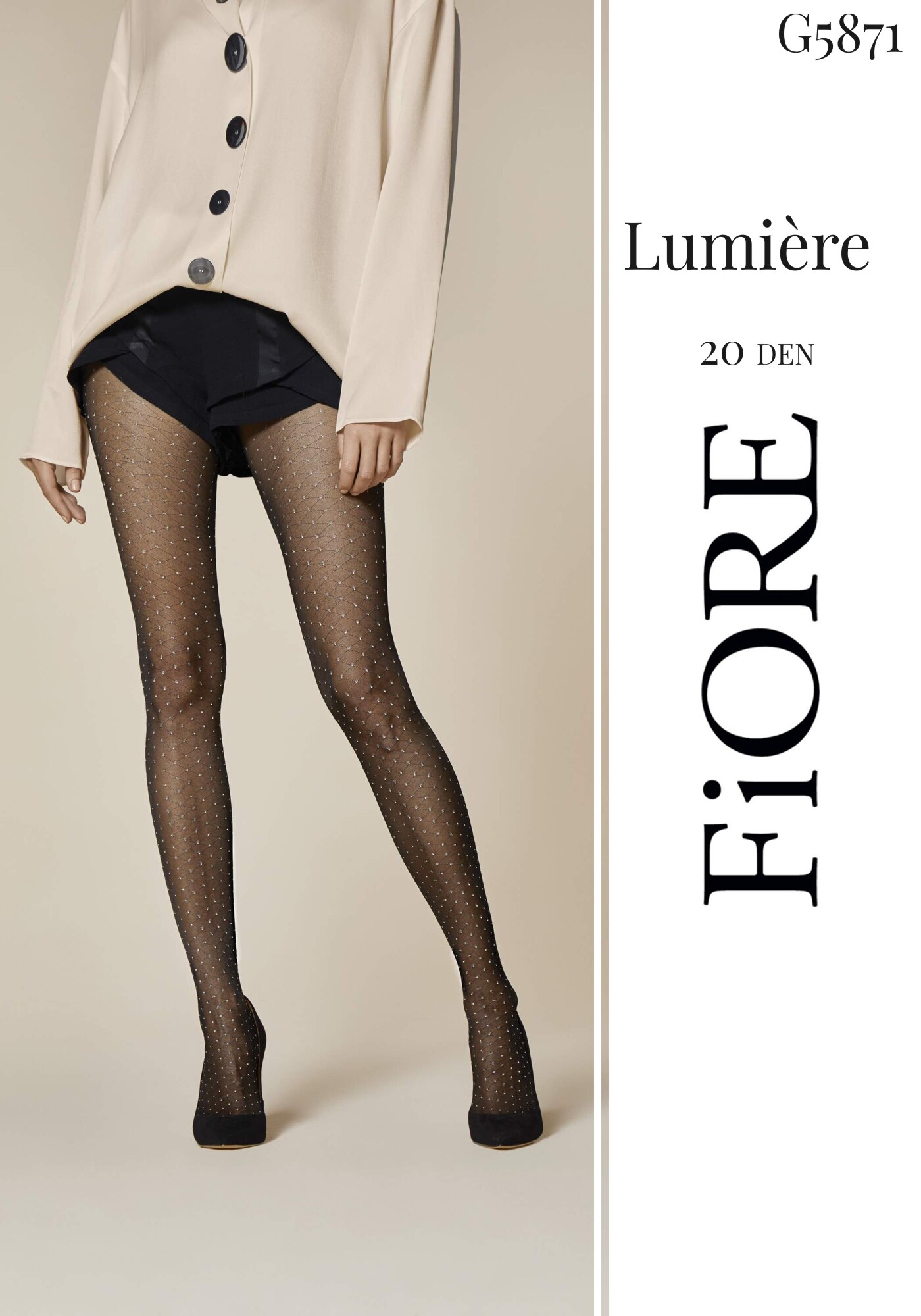 Ciorap FIORE Lumiere 20 Den, Negru