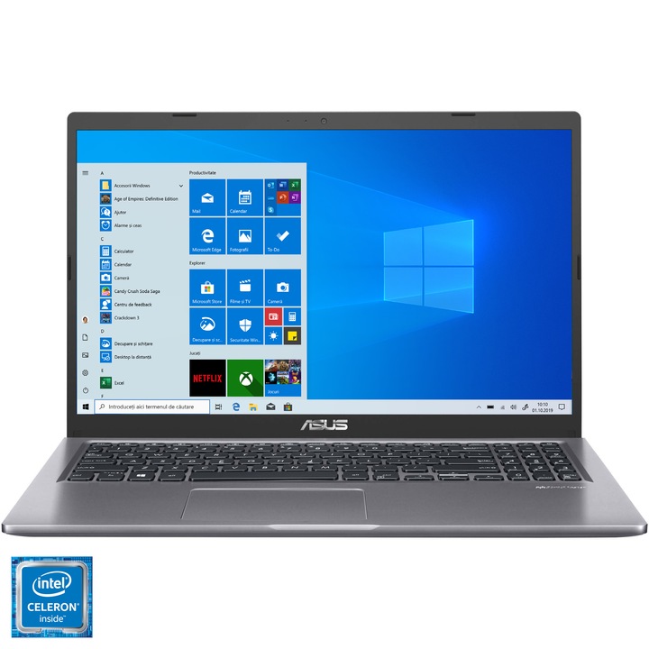 ASUS VivoBook 15 X515MA-BR062T 15.6" HD Laptop, Intel® Celeron® N4020, 4GB DDR4, 256GB SSD, Intel® UHD Graphics 600, Windows 10 Home, Bluetooth 4.1, Nemzetközi angol billentyűzet, Szürke
