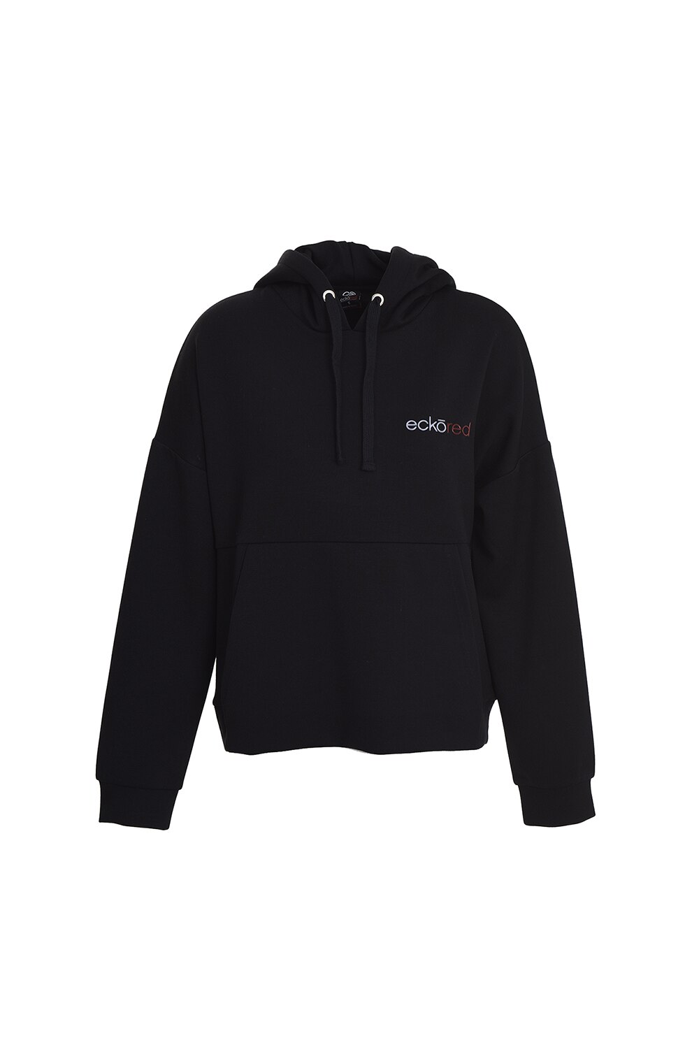 Ecko, Hanorac din amestec de modal cu snur de ajustare si maneci cazute Haed, Negru