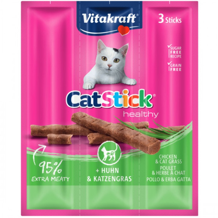 Recompensa pentru pisici Vitakraft cu Pui si Iarba pisicii 18 g