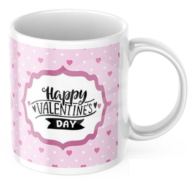 Cana personalizata cu 1 fotografie "Happy Valentine's Day" 250 ml