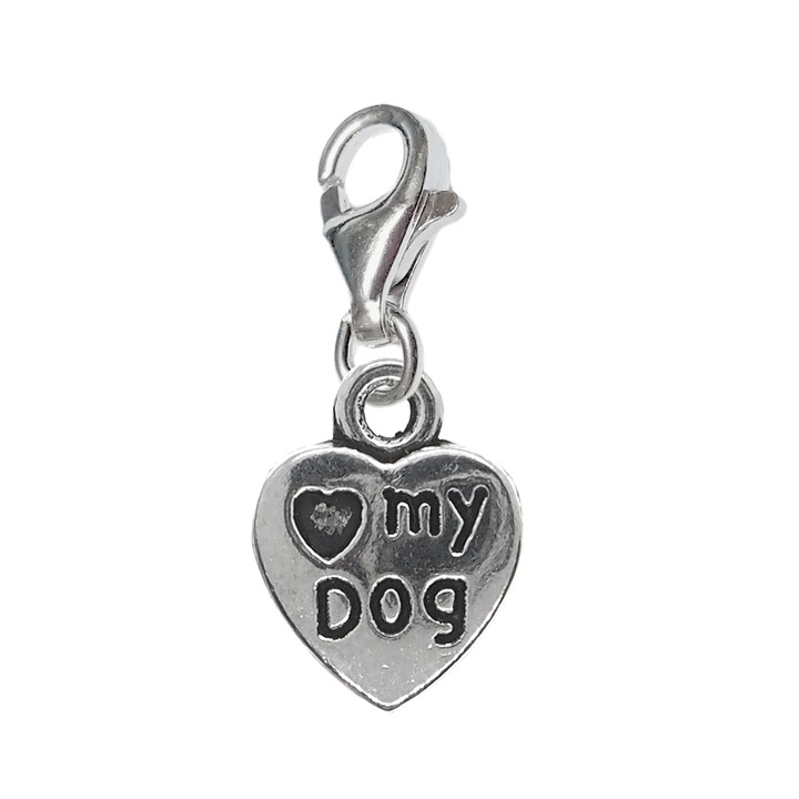 Ezüst karabiner medál Heart Love my dog 9287250 Dras Silver