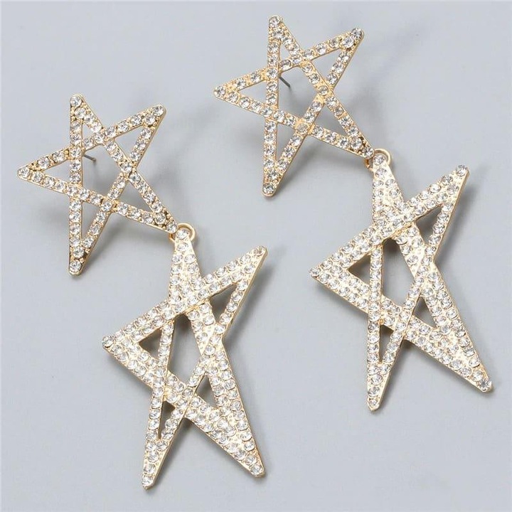 Cercei aurii, forma de stea, cu pietre, Nastasia C5 OUT
