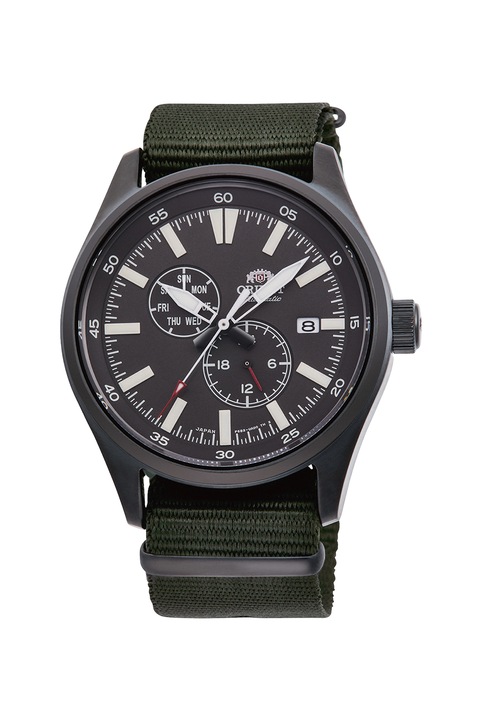 ORIENT, Автоматичен часовник с мрежеста верижка, Черен/Тъмнозелен