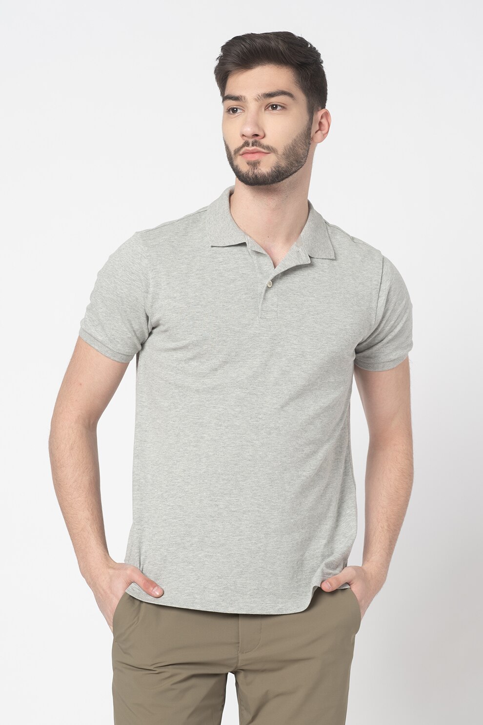 GAP, Tricou polo din material pique, Gri